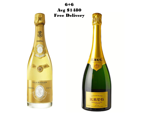 Louis Roederer Cristal 2016 Giftbox (6 bottles)+Krug Grande Cuvee 173eme edition NV Naked bottle (6 bottles)
