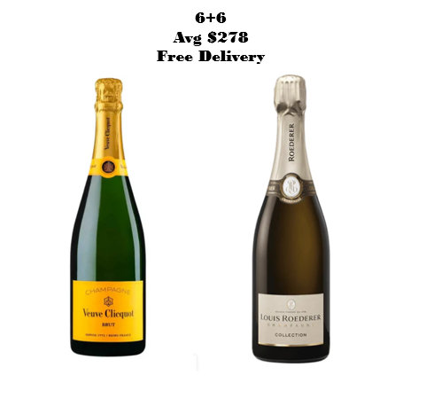 Veuve Clicquot yellow label NV Naked bottle (6 bottles)+Louis Roederer Collection 244 Naked bottle (6 bottles)